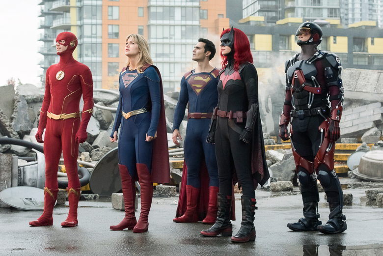 Supergirl - Tyler Hoechlin, Grant Gustin, Melissa Benoit, Ruby Rose and Brandon Routh © Dean Buscher/The CW 2019